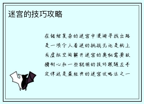 迷宫的技巧攻略